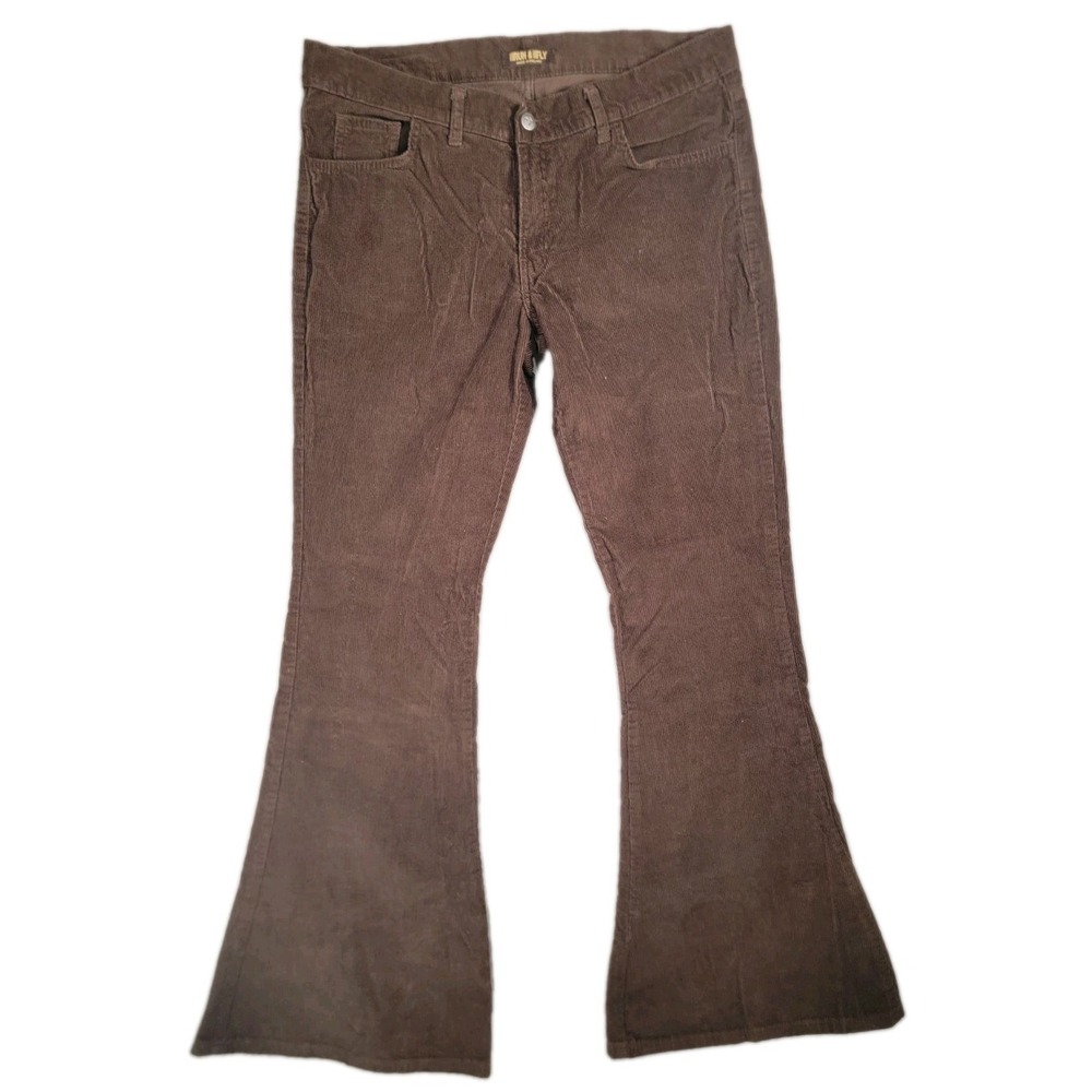 Run and Fly Corduroy Bell Bottom Jeans Mens 34 34x34 Brown 70s Retro Flare Pants